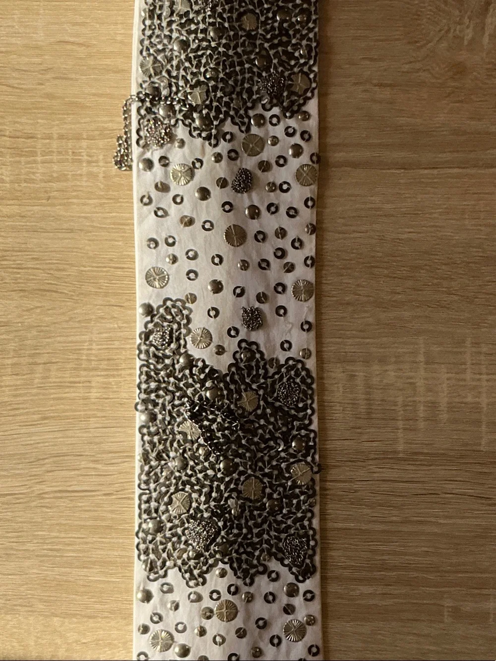 Embellished White and Silver Women's Fashion Belt